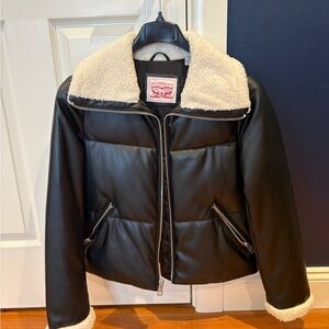 Levi's Black Puffer Jacket with Cream Collar